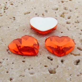 Orange Jewel Faceted - 18mm. Heart Domed Cabochons - Lots of 144