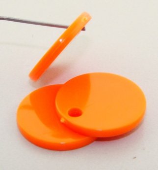 ORANGE 19MM ROUND FLAT 1-HOLE PENDANTS - Lot of 12