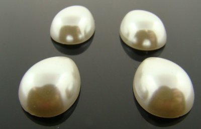 18X13MM WHITE HIGH DOME PEARL PEAR CABOCHONS - Lot of 144