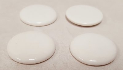 28mm. WHITE SHINY ROUND CABOCHONS - Lot of 36
