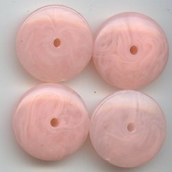 PINK MARBLE 7X25MM ROUND SPACER DISC BEADS - Lot of 12