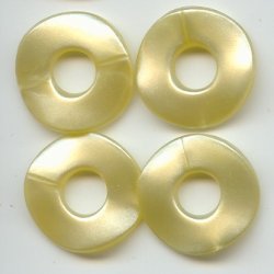 YELLOW PEARLIZED 2X25MM WAVY DISC BEADS - Lot of 12