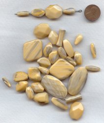 1/4 POUND - 100+ UNIQUE TAN GREY MARBLE MIX SHAPE & SIZE BEADS
