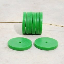 GREEN 15MM SMOOTH SPACER DISC BEADS - Lot of 12