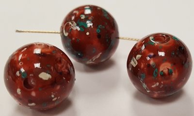 (image for) BROWN GREEN SPECKLED 12mm. SMOOTH ROUND BEADS - Lots of 12