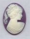 PURPLE 40X30MM OVAL LADY HEAD CARVED CAMEOS - Lot of 12