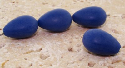 BLUE MATTE 17X13MM PEARSHAPE BEADS - Lot of 12