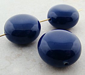 NAVY 22MM SMOOTH FLAT ROUND BEADS - Lot of 12