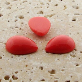 Coral Opaque - 20x15mm. Pear Domed Cabochons - Lots of 144