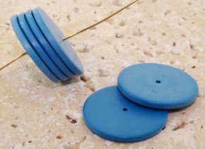 BLUE 2X23MM FLAT ROUND SPACER BEADS - Lot of 12
