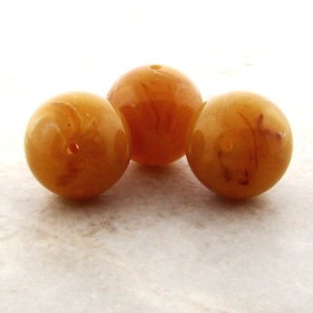 AMBER MARBLE 18MM SMOOTH ROUND BEADS - Lot of 12