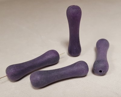 PURPLE MATTE 31X9mm. SMOOTH BARBELL BEADS - Lots of 12