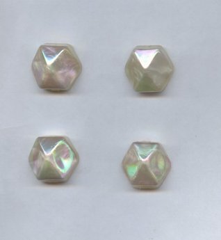 White AB - 21mm. Hexagon Domed Cabochons - Lots of 12