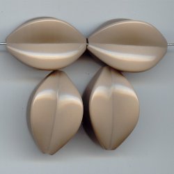 BEIGE 35X22MM FLUTED OVAL BEADS - Lot of 12