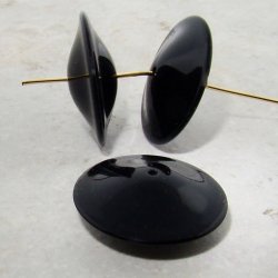 BLACK 26MM ROUND SPACER DISC BEADS - Lot of 12