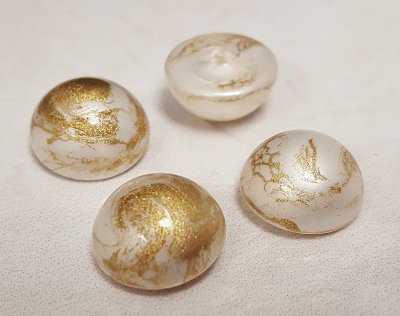WHITE GOLD 14mm. DRIZZLE SMOOTH ROUND CABOCHONS - Lot of 24