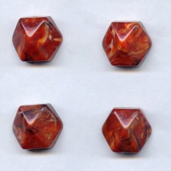 Rust Marble - 21mm. Hexagon Domed Cabochons - Lots of 12