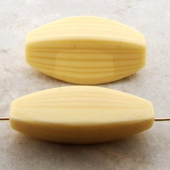 IVORY STRIPED 46X28MM FLAT OVAL BARREL BEADS - Lot of 12