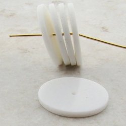 WHITE 23X2MM FLAT ROUND SPACER BEADS - Lot of 12