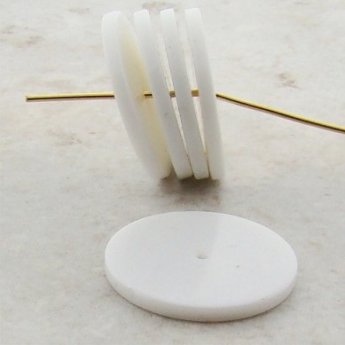 (image for) WHITE 23X2MM FLAT ROUND SPACER BEADS - Lot of 12