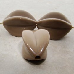 TAUPE 35X22MM OVAL FLUTED MELON BEADS - Lot of 12