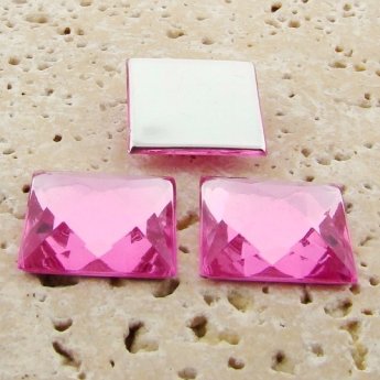 Rose Jewel Faceted- 20mm. Square Domed Cabochons - Lots of 144