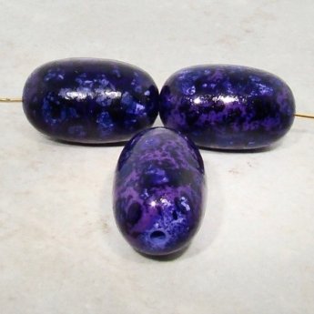 (image for) PURPLE MARBLE 25X15MM OVAL BARREL BEADS - Lot of 12