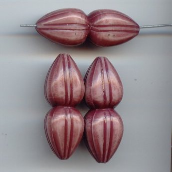 PINK WASH 37X13MM DUAL TEAR DROP ETCHED BEADS - Lot of 12
