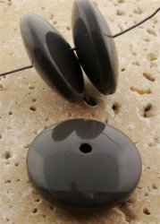 GREY 26X10MM ROUND SPACER BEADS - Lot of 12