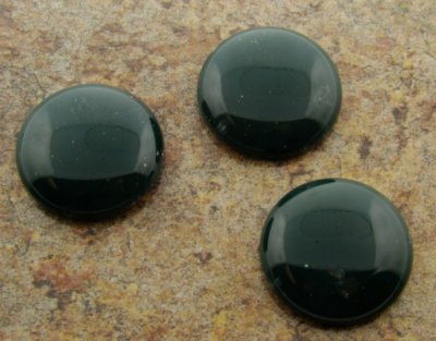 24mm. HUNTER GREEN SHINY ROUND CABOCHONS - Lot of 36