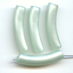 MINT GREEN METALLIC 34X7MM NOODLE BEADS - Lot of 12
