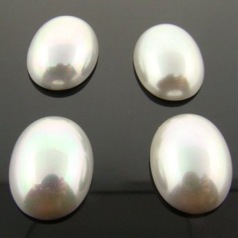 18X13MM GREY RAINBOW LOW DOME PEARL OVAL CABOCHON - Lot of 12