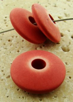 CRANBERRY MATTE WASH 23X7MM LARGE HOLE SPACER BEADS - Lot of 12