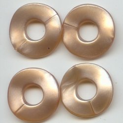 MOCHA PEARLIZED 2X25MM WAVY DISC BEADS - Lot of 12