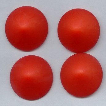 30mm. RED MATTE ROUND POINTED CABOCHONS - Lot of 36