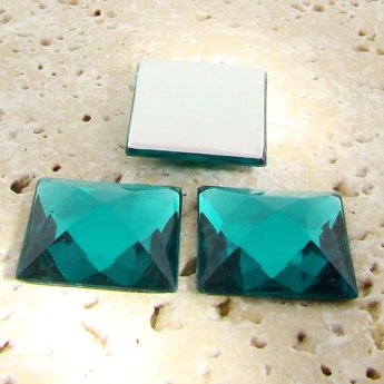 Teal Jewel Faceted - 20mm. Square Domed Cabochons - Lots of 144