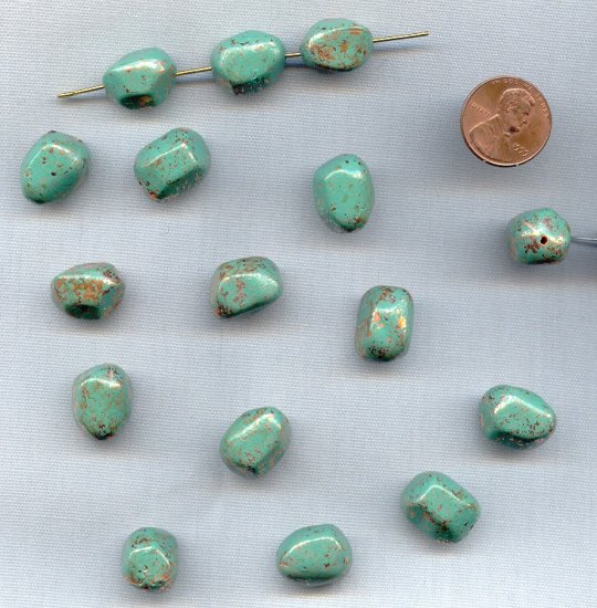 (image for) TURQUOISE COPPER WASHED 16x12mm. NUGGET BEADS - Lots of 12