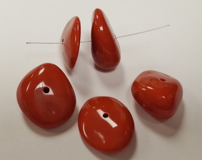 RUST 18x24mm. SHINY SMOOTH NUGGET BEADS - Lots of 12