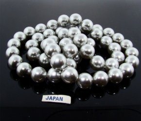 GREY 14MM ROUND SMOOTH JAPANESE PEARLS - Lot of 56