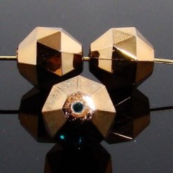GOLD 15MM ROUND FACETED BEADS - Lot of 12