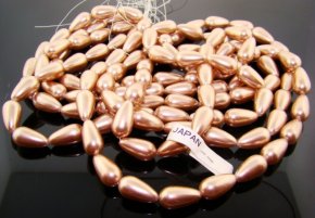 BRONZE 18X10MM TEAR DROP SMOOTH JAPANESE PEARLS - Lot of 42