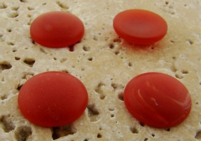 15mm. CORNELIAN MATTE MARBLE ROUND CABOCHONS - Lot of 48