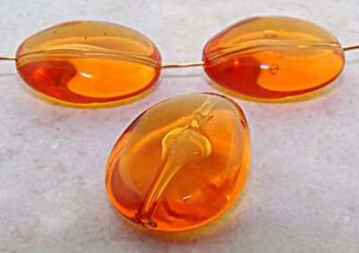 TOPAZ 26x20MM DIMPLED FLAT OVAL BEADS - Lot of 12