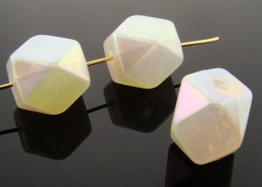 WHITE MARBLE AB 16X14MM FACETED RECTANGLE BEADS - Lot of 12