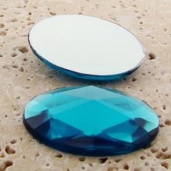 Aqua Jewel Multi Faceted - 40x30mm. Oval Cabochons - Lots of 12