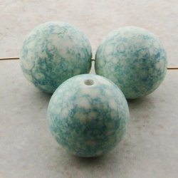 TURQUOISE TYE DYE 18MM ROUND SMOOTH BEADS - Lot of 12