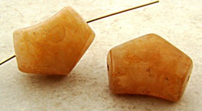 TAN MARBLE 27X20MM ELBOW BEADS - Lot of 12