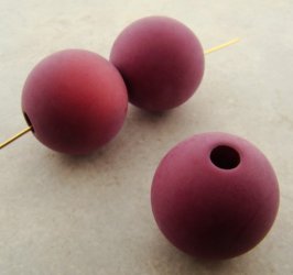 CRANBERRY MATTE 24MM SMOOTH LARGE HOLE ROUND BEADS - Lot of 12