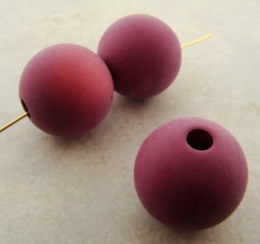 (image for) CRANBERRY MATTE 24MM SMOOTH LARGE HOLE ROUND BEADS - Lot of 12