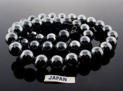 (image for) HEMATITE 12MM ROUND SMOOTH JAPANESE PEARLS - Lot of 47
